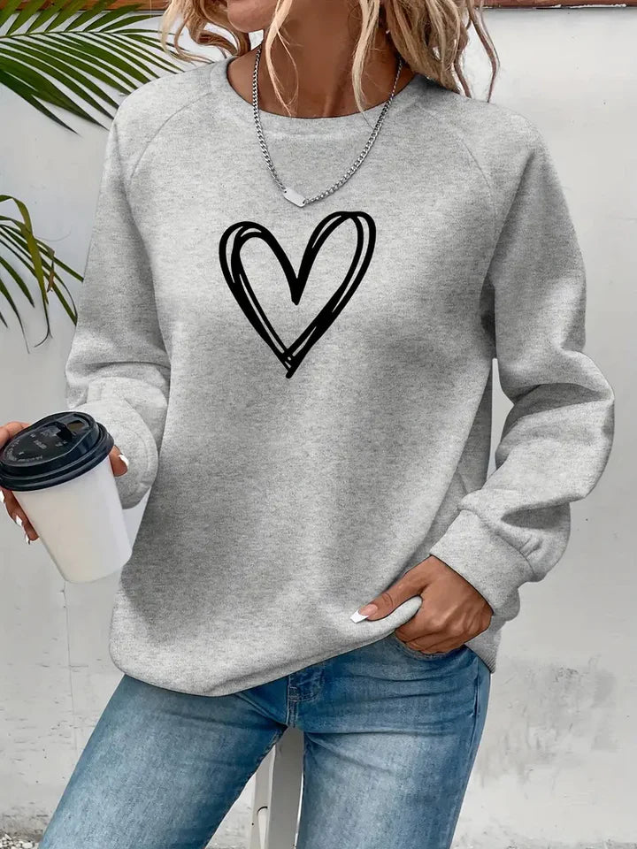 Nabia | Herz Druck Pullover Sweatshirt mit Stil