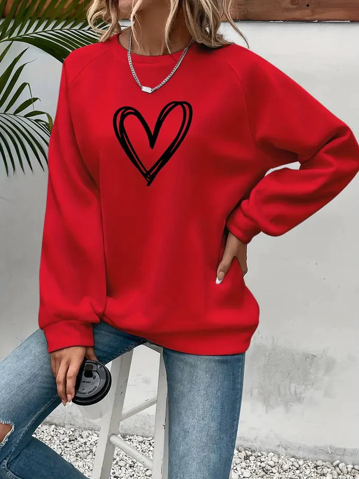 Nabia | Herz Druck Pullover Sweatshirt mit Stil