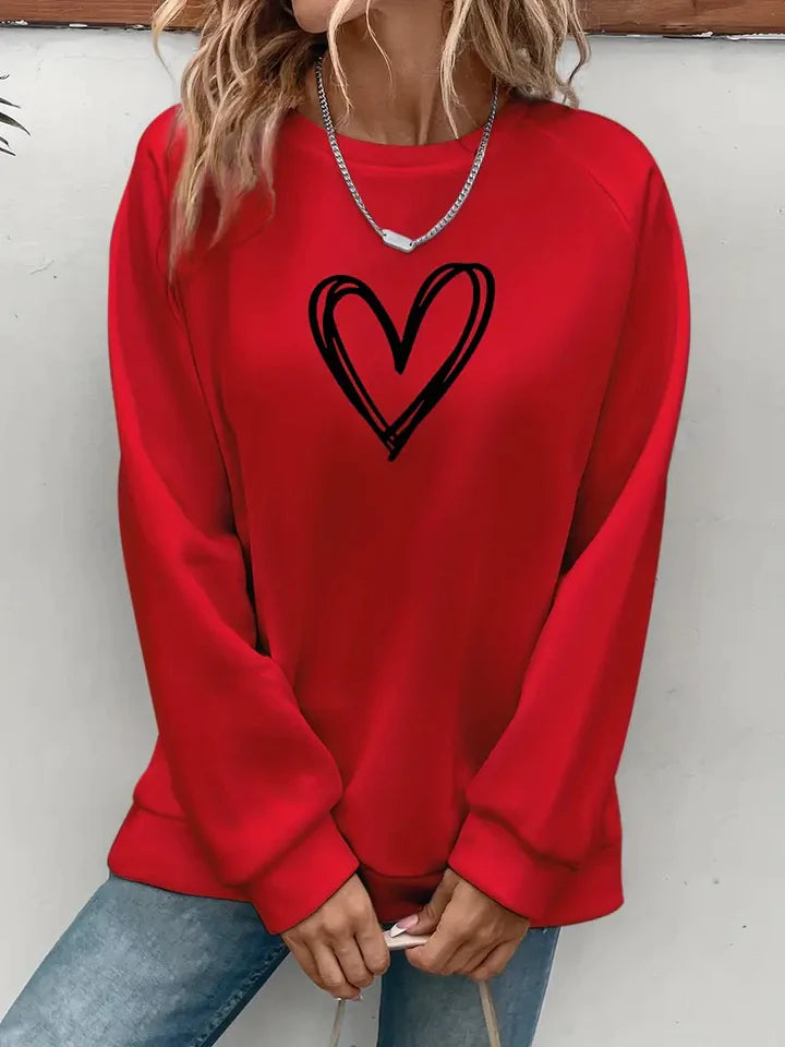 Nabia | Herz Druck Pullover Sweatshirt mit Stil