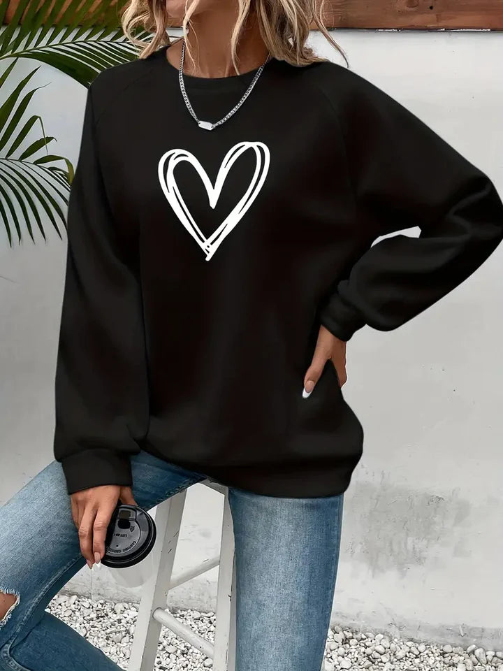 Nabia | Herz Druck Pullover Sweatshirt mit Stil