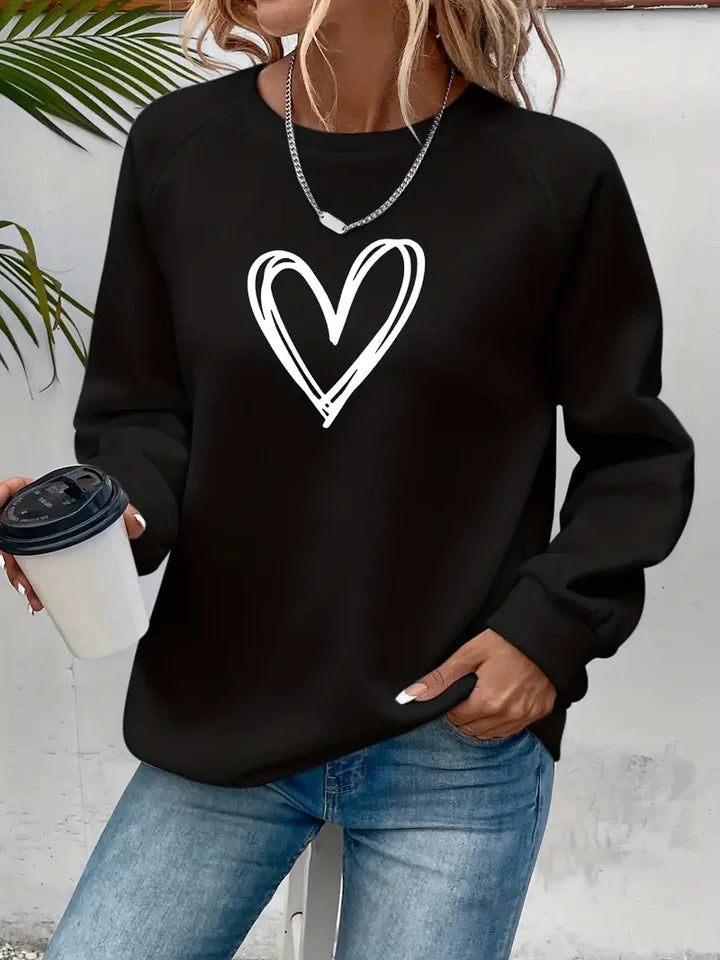 Nabia | Herz Druck Pullover Sweatshirt mit Stil