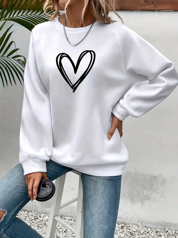Nabia | Herz Druck Pullover Sweatshirt mit Stil