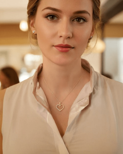 Livia | Elegante Damenkette Herz & Engel Motiv