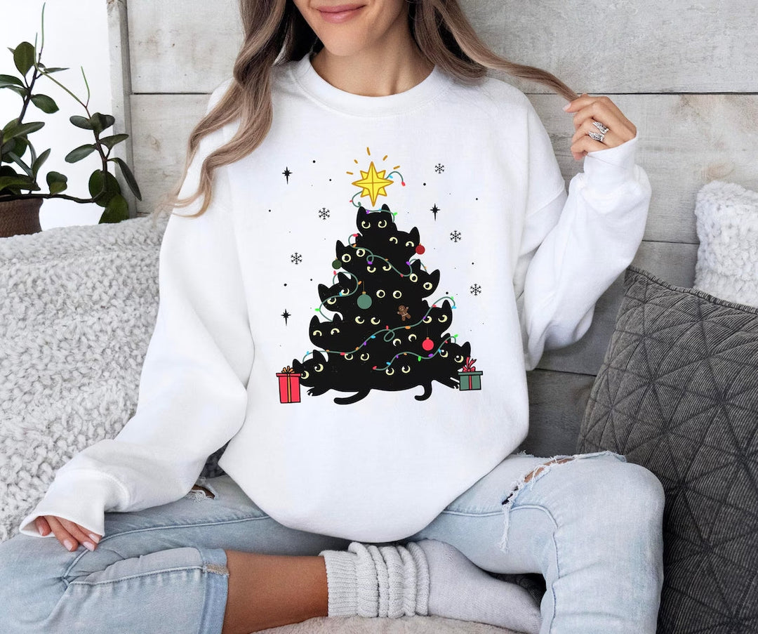 Schwarze Katzen | Weihnachtspullover für Damen