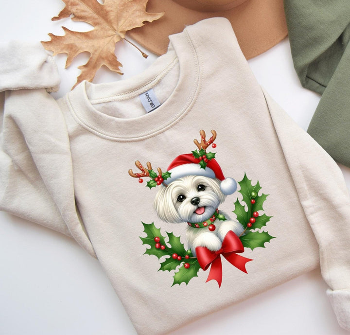 Weihnachtspullover für Hunde mit Malteser-Motiv