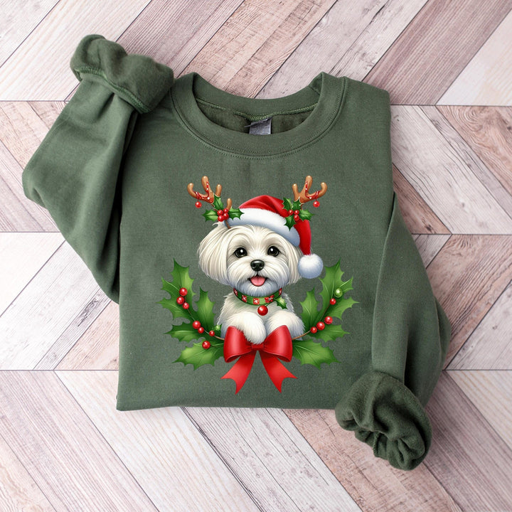 Weihnachtspullover für Hunde mit Malteser-Motiv
