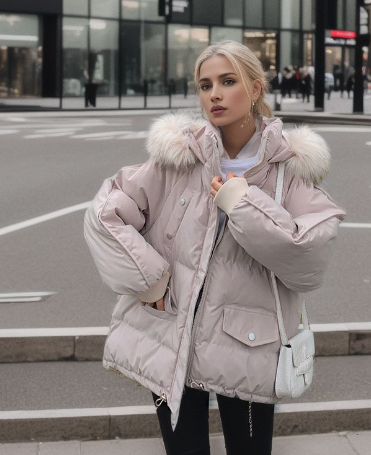 Elina | Wintermantel Damen modern mit kuscheliger Kapuze