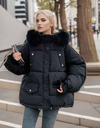 Elina | Wintermantel Damen modern mit kuscheliger Kapuze