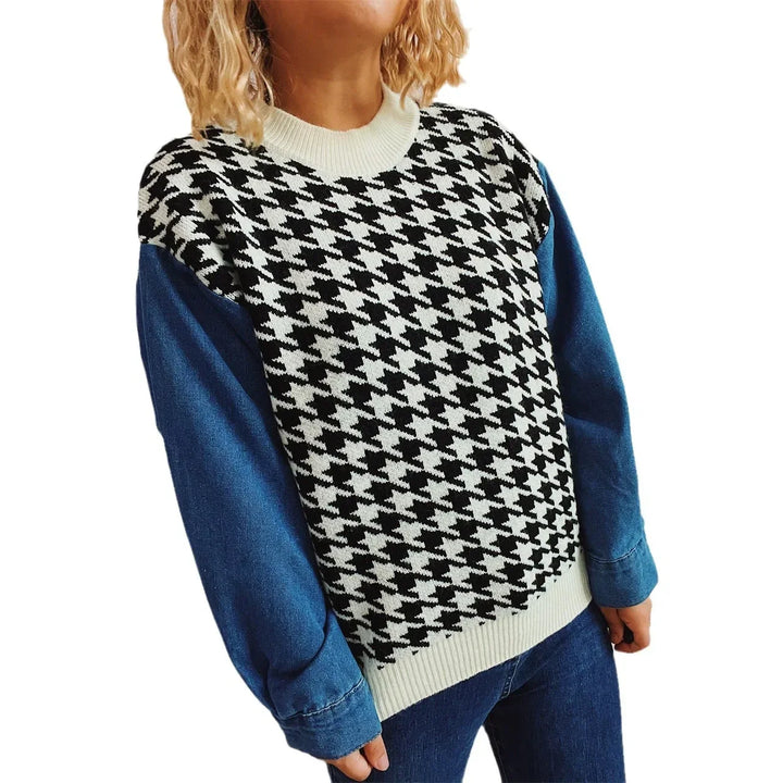 Niki | Denim-Strickpullover mit klassischer Passform