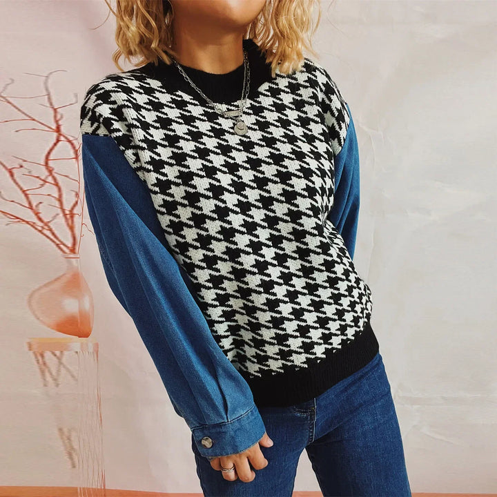 Niki | Denim-Strickpullover mit klassischer Passform