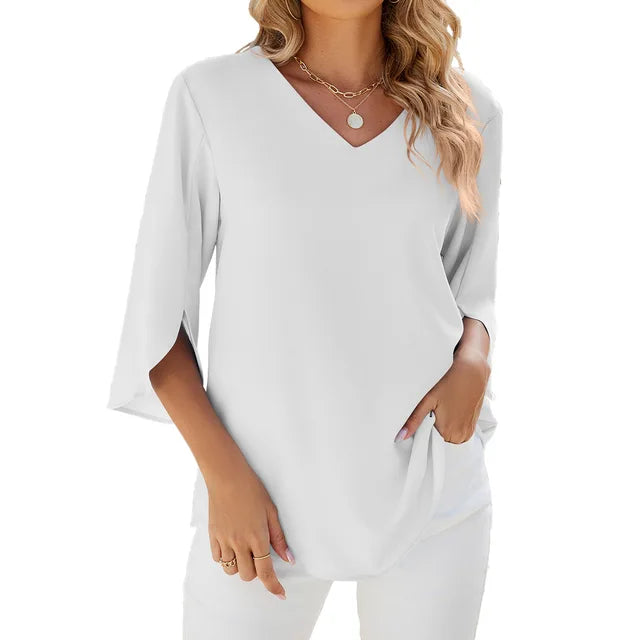 Verna Bluse mit V-Ausschnitt für Büro und Freizeit