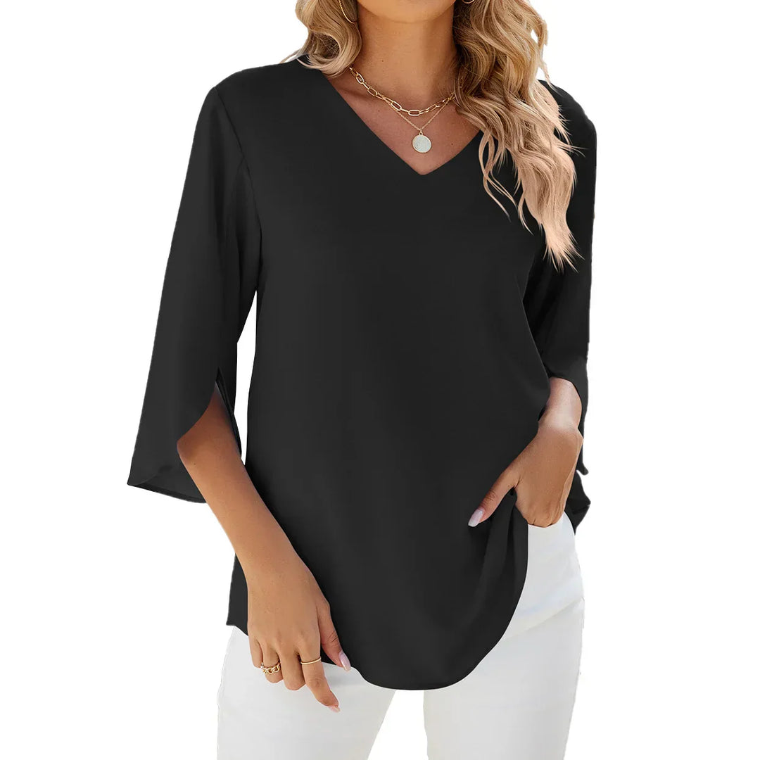 Clara | V-Ausschnitt Bluse für Büro und Freizeit