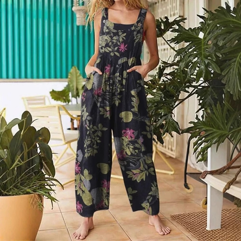 Mirela | Luftige Latzhose mit Blumenmuster