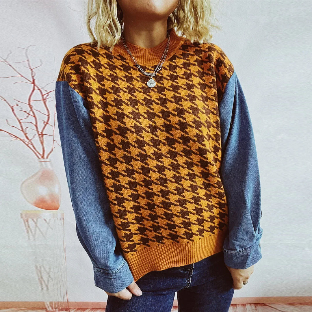 Niki | Denim-Strickpullover mit klassischer Passform