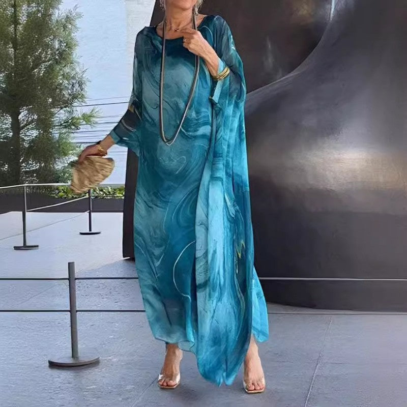 Chiffonkleid mit Marmormuster für Damen