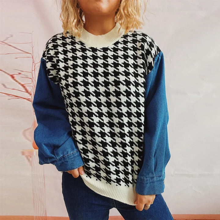 Niki | Denim-Strickpullover mit klassischer Passform