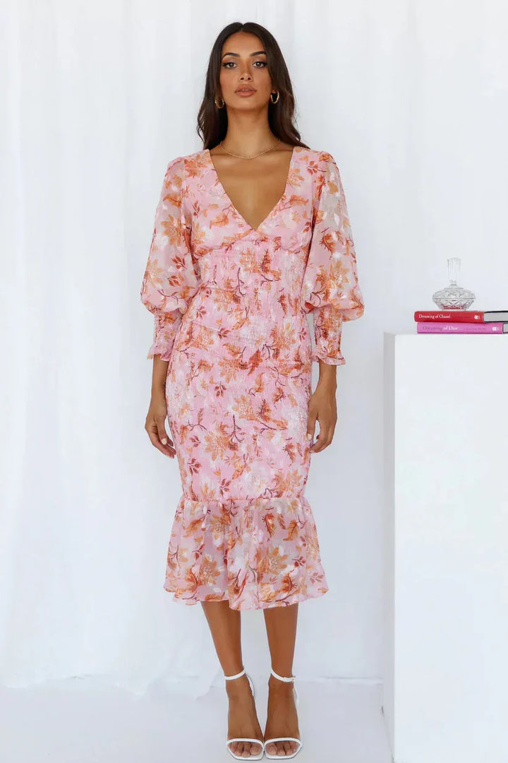 Hannah | Midikleid mit romantischem Blumenmuster
