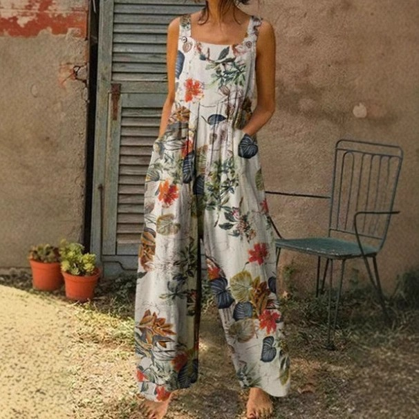 Mirela | Luftige Latzhose mit Blumenmuster