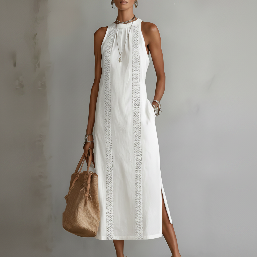 Lina | Stilvolles Midi Leinen Kleid Damen