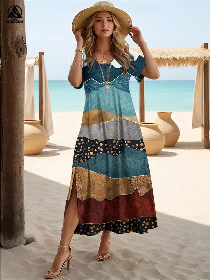 Nora | Patchwork-Kleid im einzigartigen Marmor-Stil