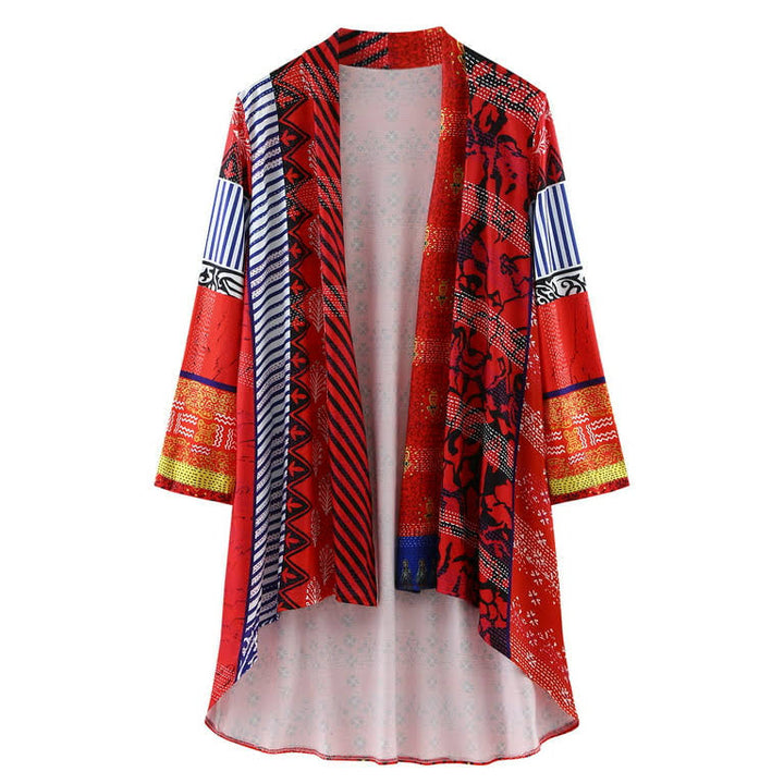 Anni | Lange Boho-Strickjacke mit Mustern