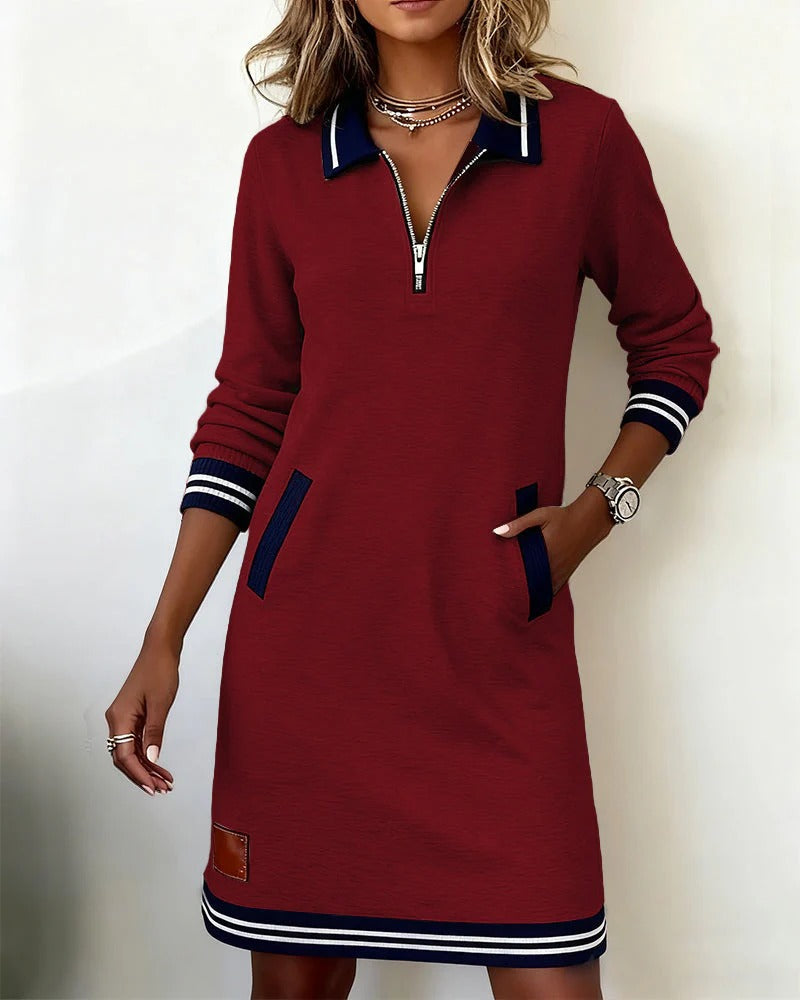 Nora | Chic geschnittenes Langarmkleid aus Baumwolle
