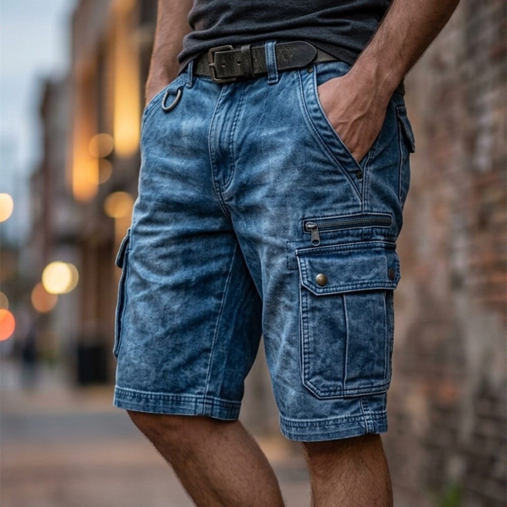 Nico | Denim Cargo Shorts Herren Zeitlos