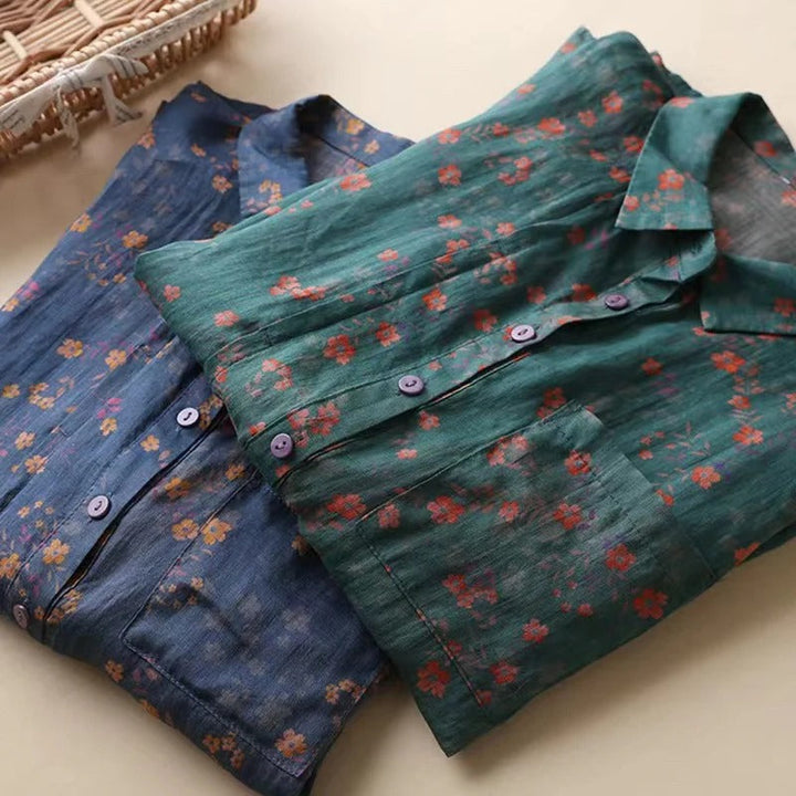 Clara | Florales Shirt mit halber Knopfleiste
