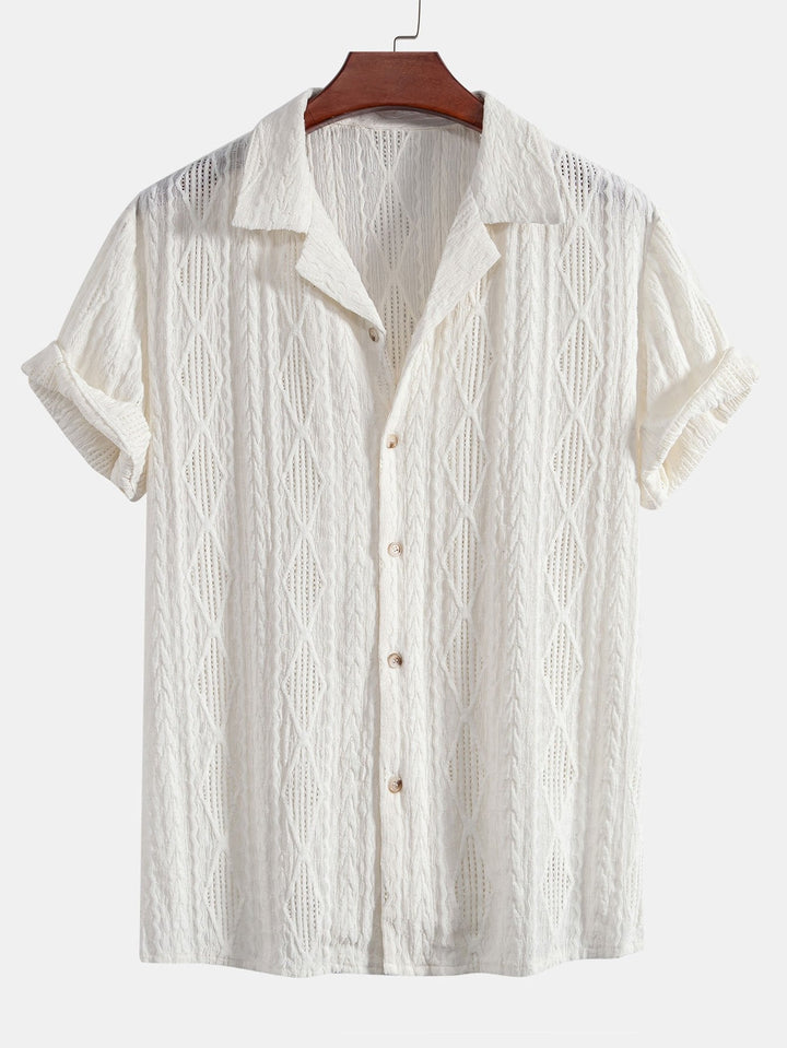 Kubanisches Hemd mit Jacquard-Muster