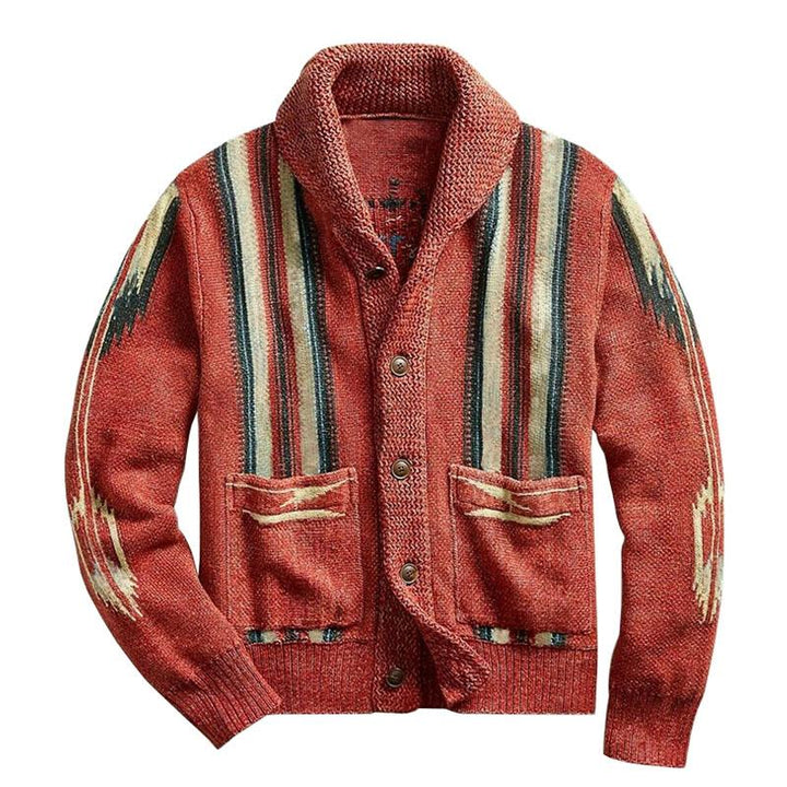 Ronald | Jacquard-Strickjacke im Vintagelook