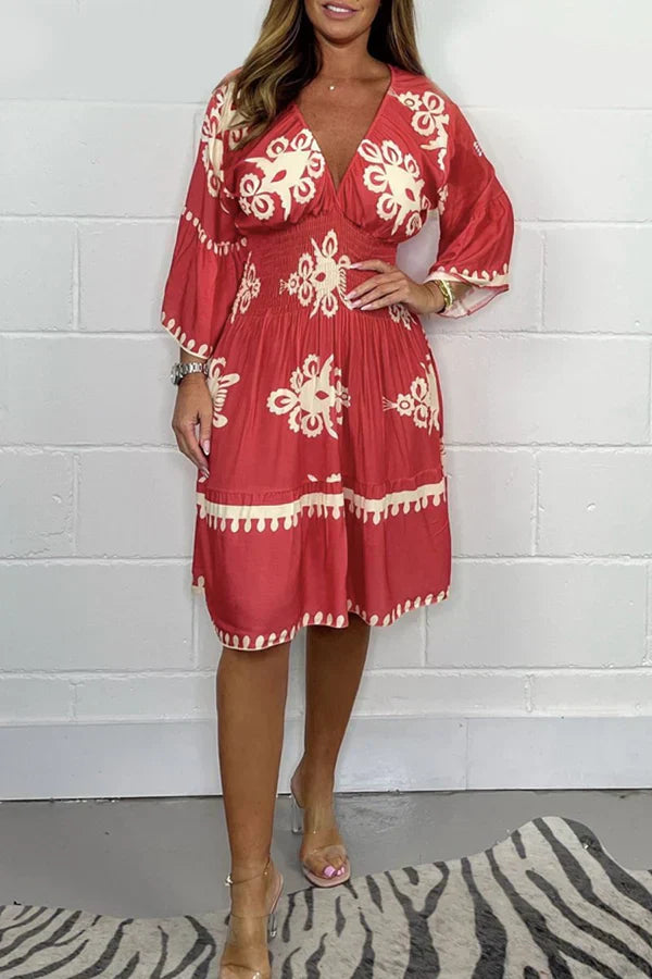 Nancy | Bedrucktes Kleid mit V-Ausschnitt
