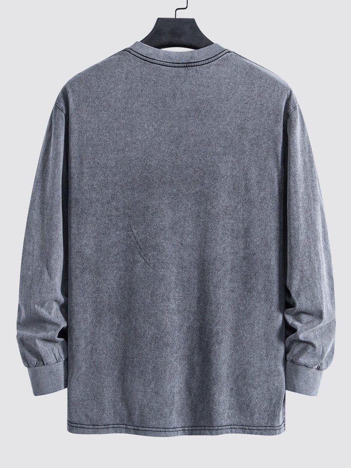Lewis | Langarmshirt mit gewaschenem Used-Look Finish
