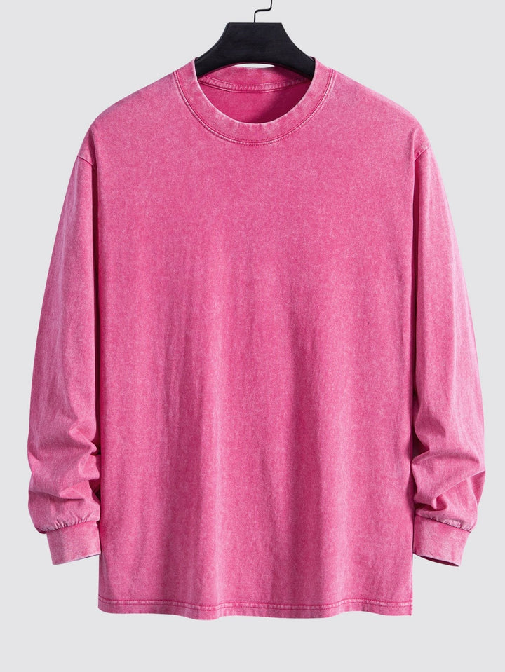 Lewis | Langarmshirt mit gewaschenem Used-Look Finish