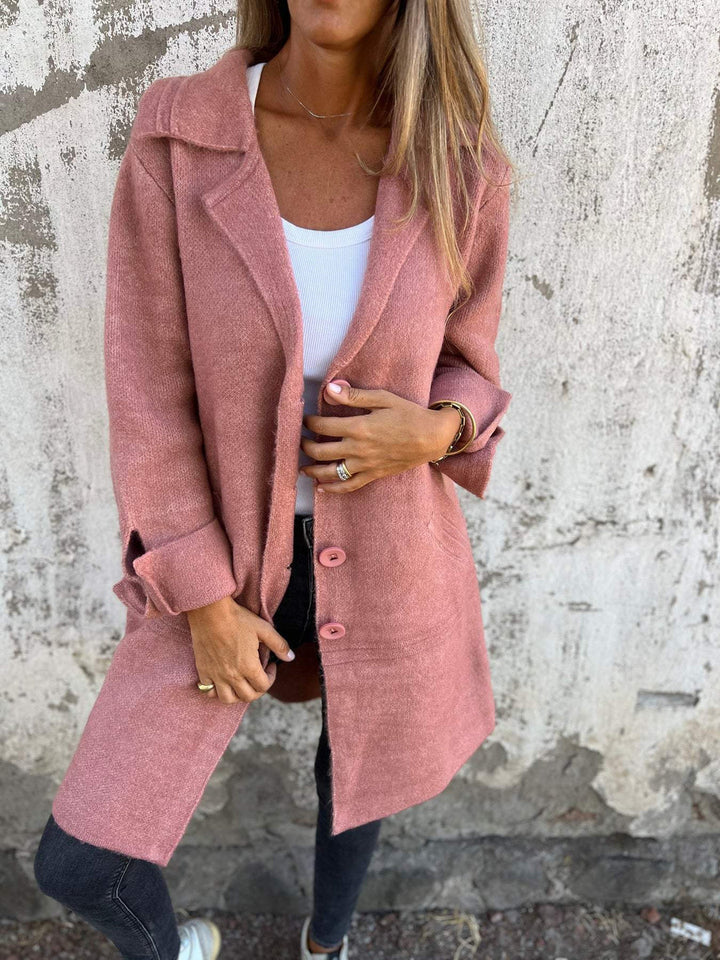 Olivia | Langer Mantel mit Aufschlägen für den Herbst