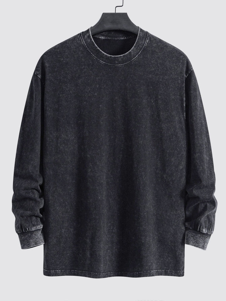 Lewis | Langarmshirt mit gewaschenem Used-Look Finish