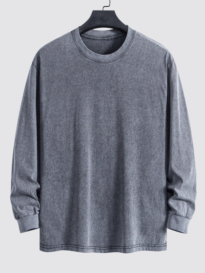 Lewis | Langarmshirt mit gewaschenem Used-Look Finish