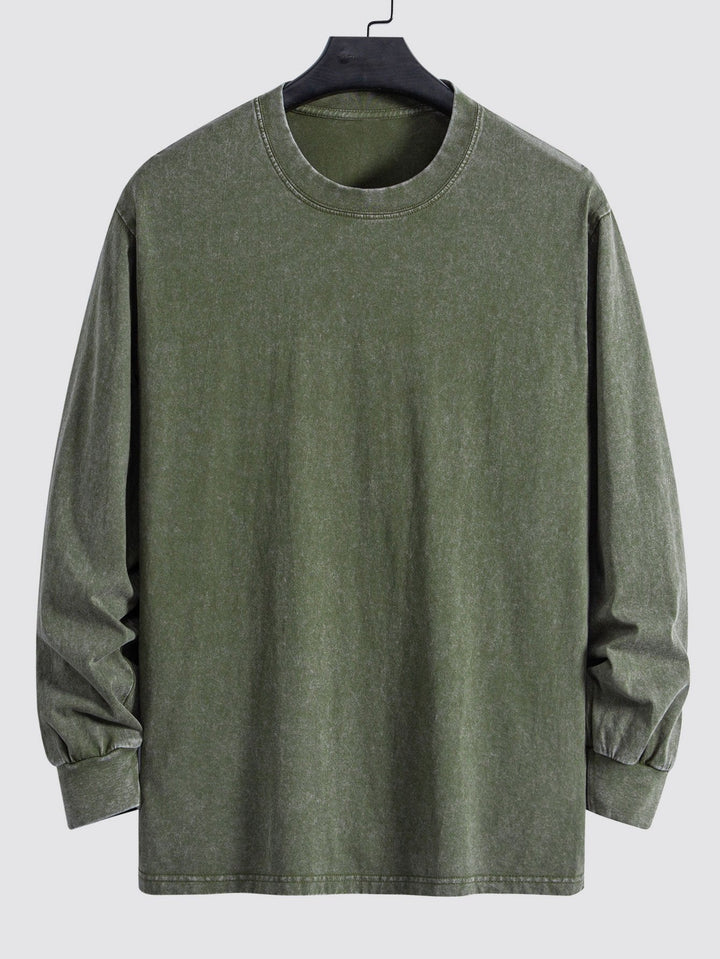 Lewis | Langarmshirt mit gewaschenem Used-Look Finish