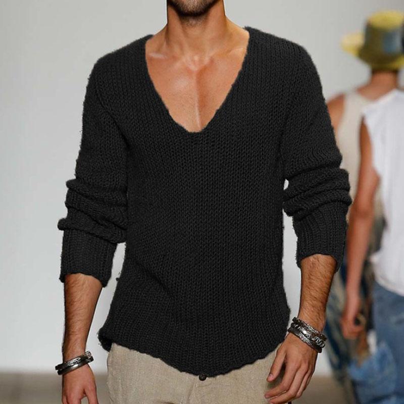 Strickpullover für Herren mit V-Ausschnitt-Design