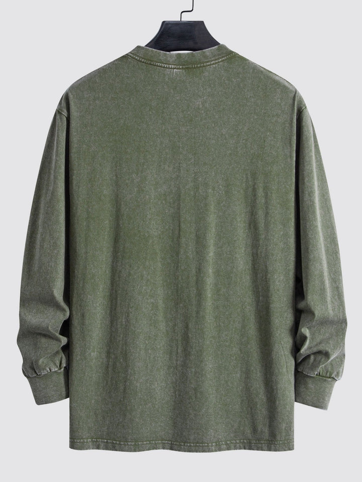 Lewis | Langarmshirt mit gewaschenem Used-Look Finish