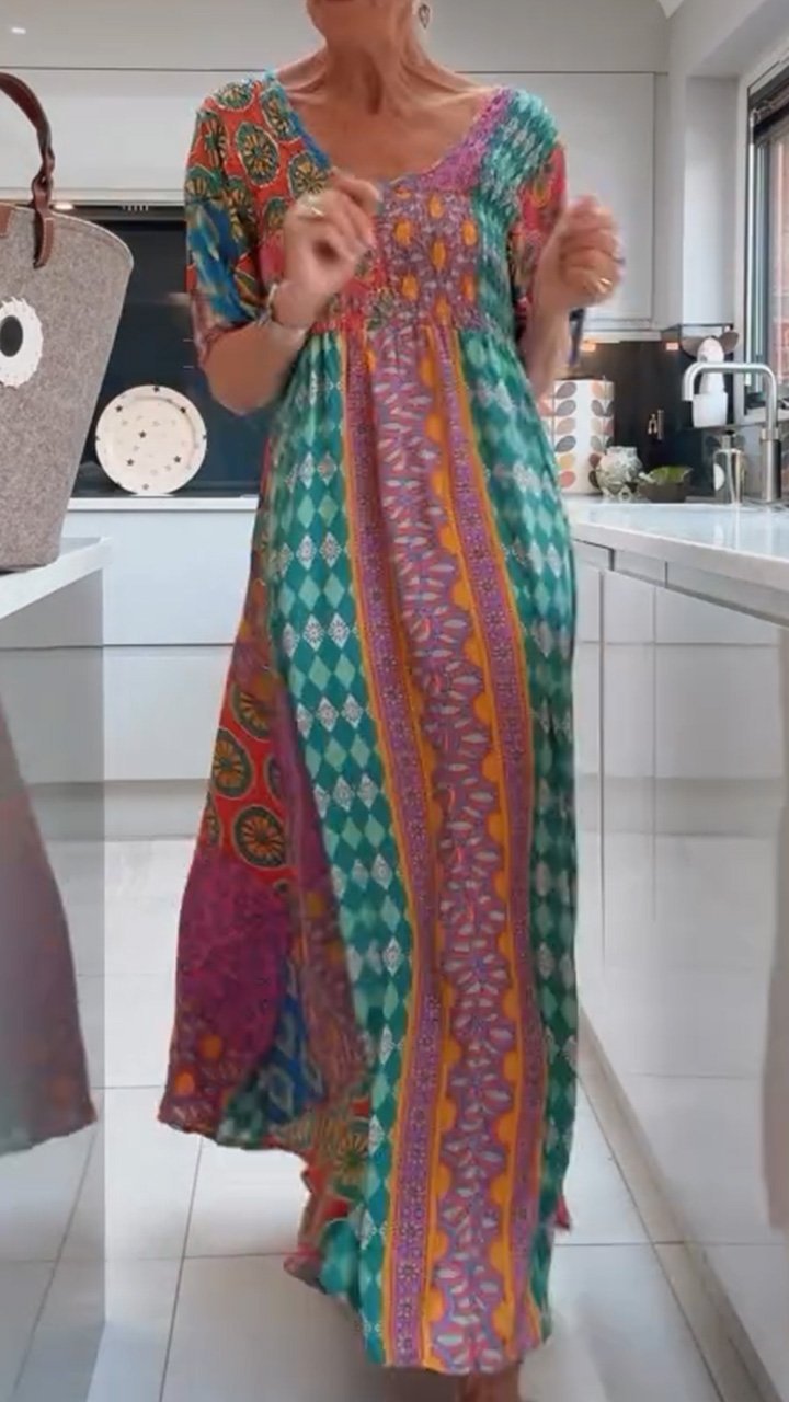 Isabella | Paisley Muster Kleid mit fließender Linie