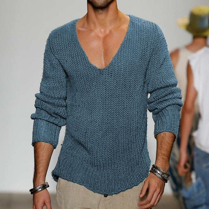 Strickpullover für Herren mit V-Ausschnitt-Design