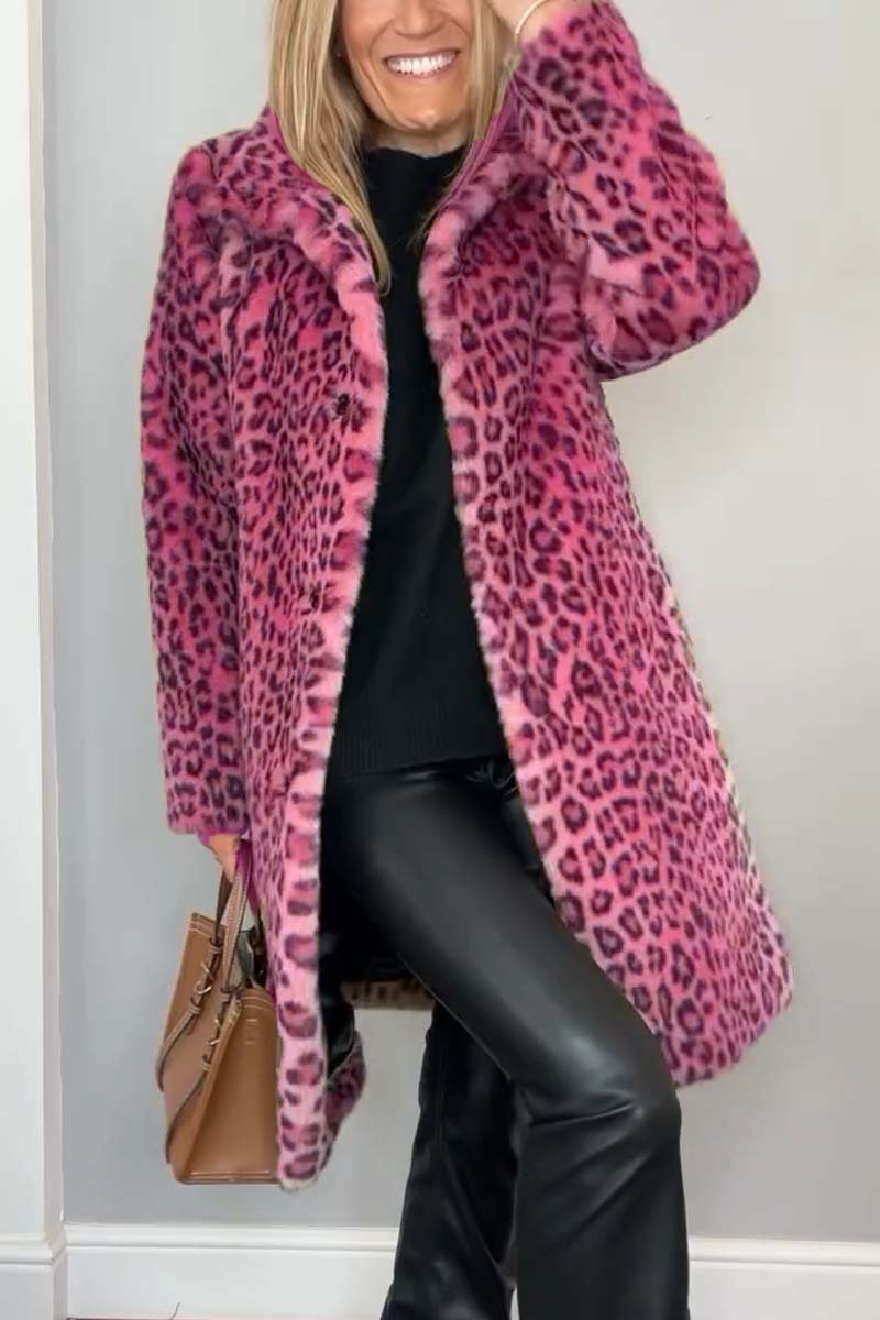 Liesa | Leopardenmantel mit Knopfleiste und flauschigem Innenfutter
