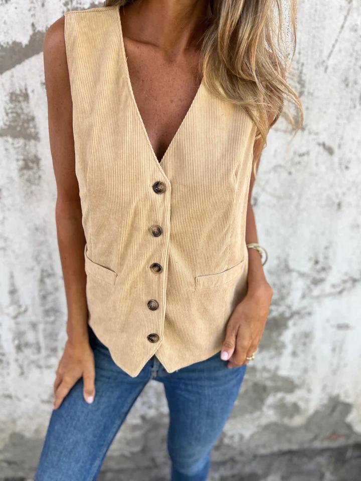 Eva | Beige Blusenweste für stilvolle Outfits