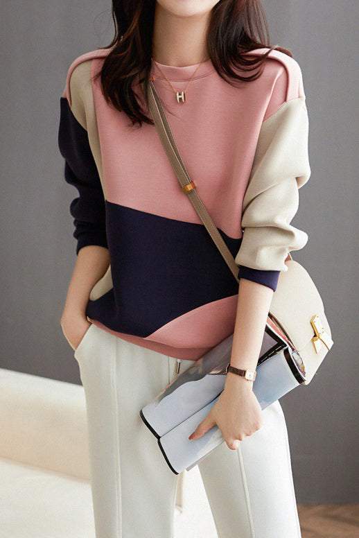 Rundhalsausschnitt Drop Shoulder Bi-Color Sweatshirt