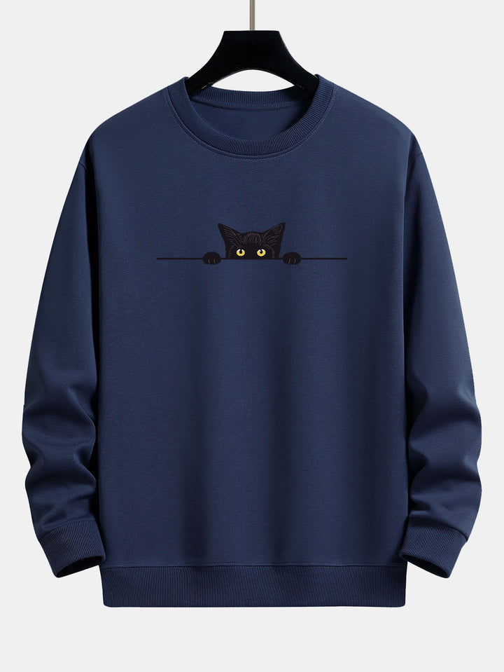 Mimi | Schwarzes Katzensweatshirt in lockerer Passform