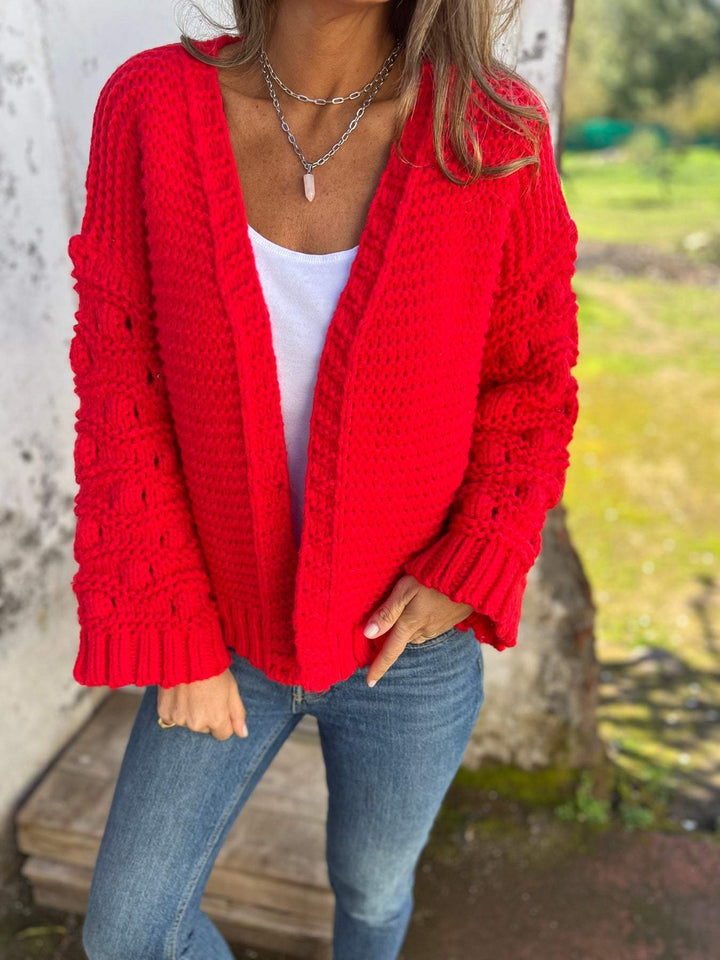 Jeni | Strickjacke mit V-Ausschnitt & langen Ärmeln