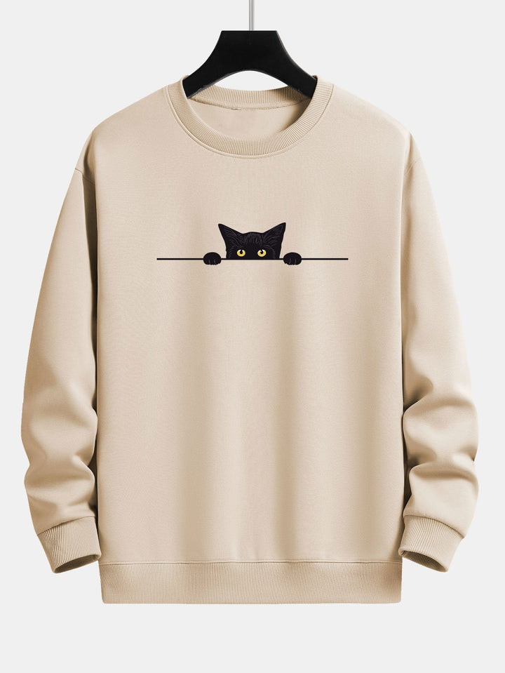 Mimi | Schwarzes Katzensweatshirt in lockerer Passform