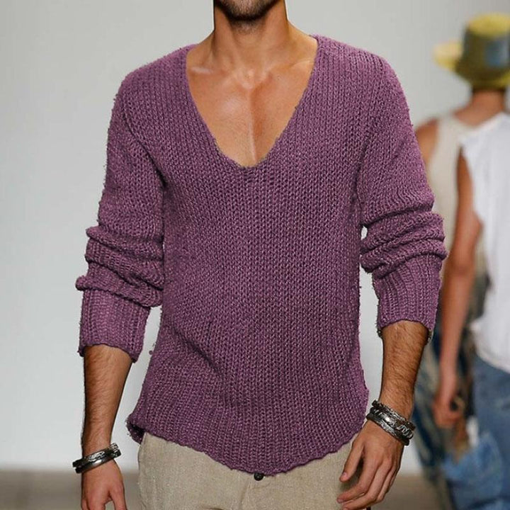 Strickpullover für Herren mit V-Ausschnitt-Design
