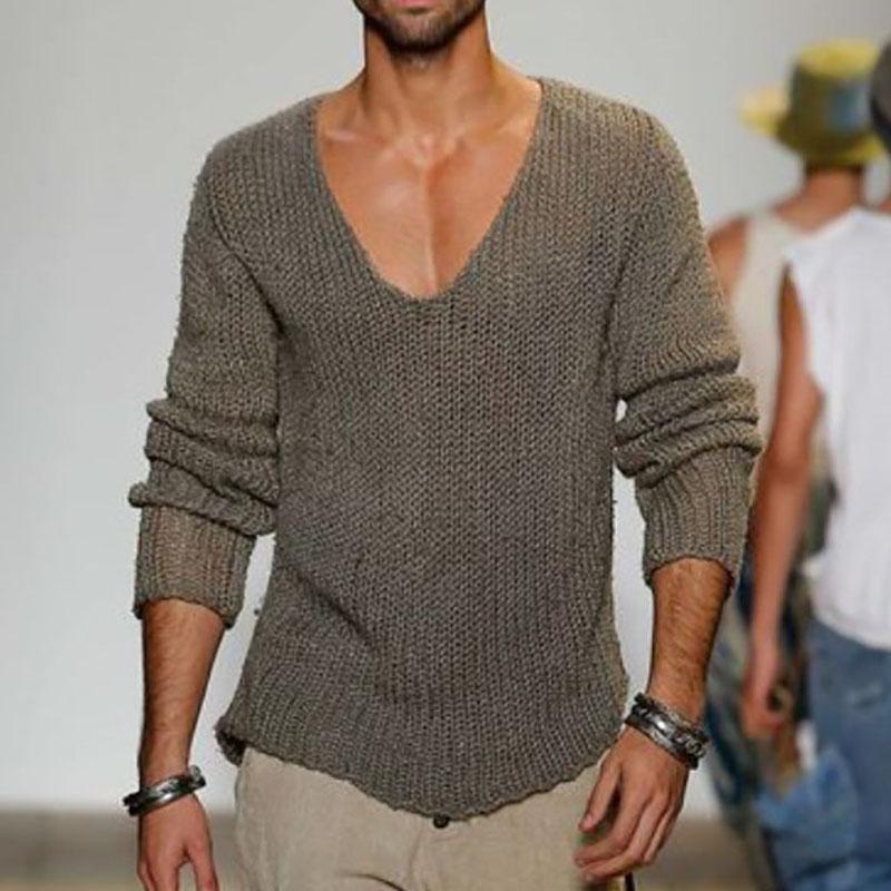 Strickpullover für Herren mit V-Ausschnitt-Design