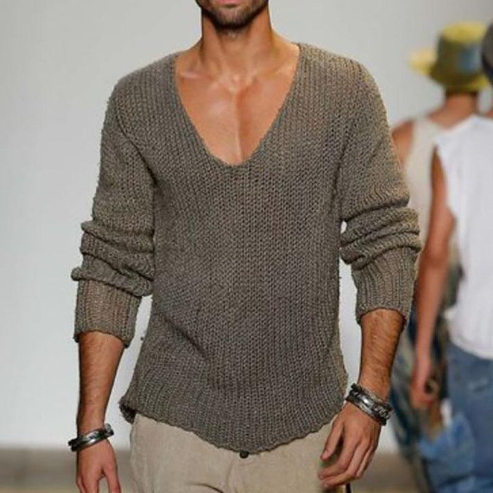 Strickpullover für Herren mit V-Ausschnitt-Design